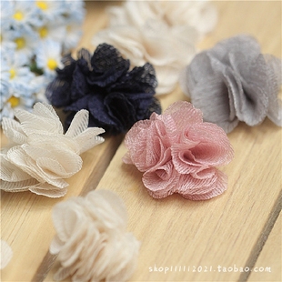 5元 雪纱灰色深蓝色服装 花DIY手工配件材料头饰 胸花鞋 6枚 辅料