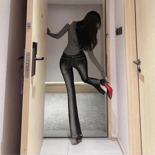 显瘦水洗微喇牛仔裤 Last 低腰修身 女2026春新款 danse韩国Gu丰胯裤