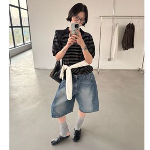 宽松直筒百搭阔腿五分裤 女2026夏新款 danse街头复古牛仔短裤 Last