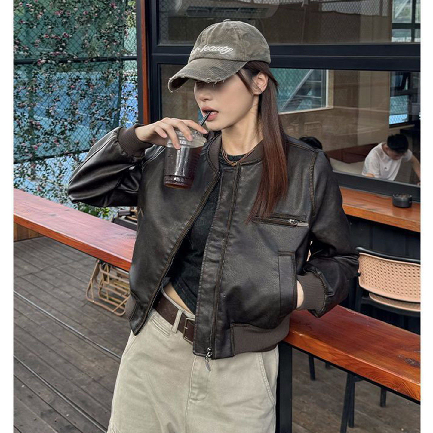 Lastdne美式棒球服皮衣外
