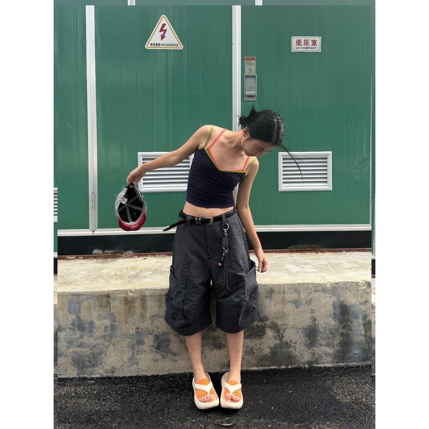 Last danse美式泡泡纱七分裤女肌理感宽松阔腿休闲百搭造型感短裤