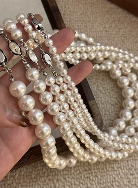 Last danse珍珠项链女2025新款钛钢元宝扣毛衣链锁骨链生日礼物