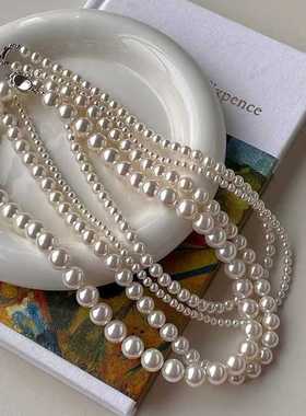 施家白色珍珠项链女款贝珠