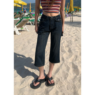 显瘦中裤 Last 辣妹直筒修身 女新款 dasnse美式 复古低腰牛仔七分裤