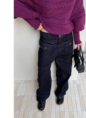 Last danse 美式复古高街牛仔裤女2026春新款大口袋阔腿宽松长裤