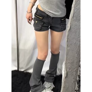 女夏街头宽松多口袋牛仔短裤 Last danse辣妹低腰工装 短裤 显瘦热裤