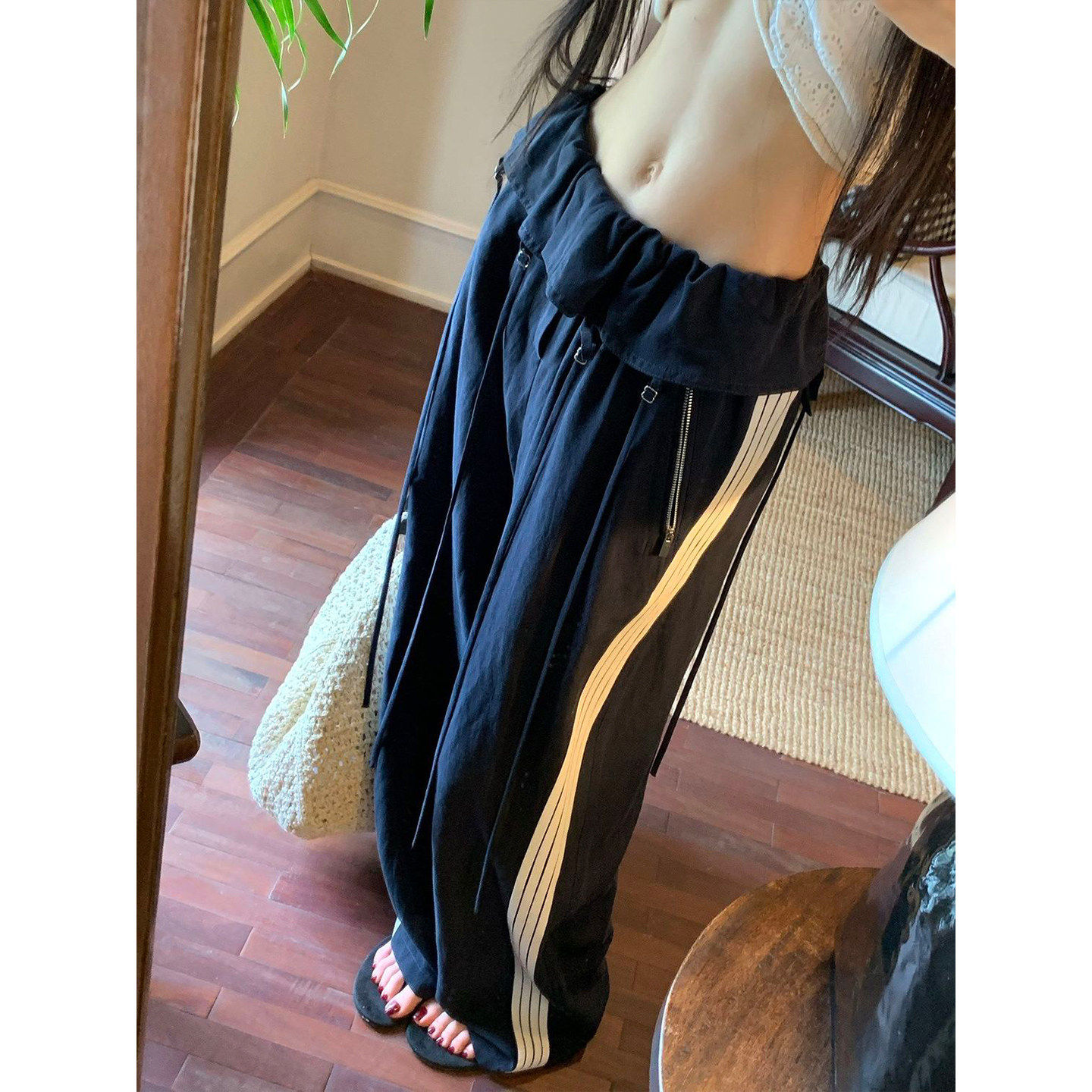 Lastdne韩系复古卫裤女外
