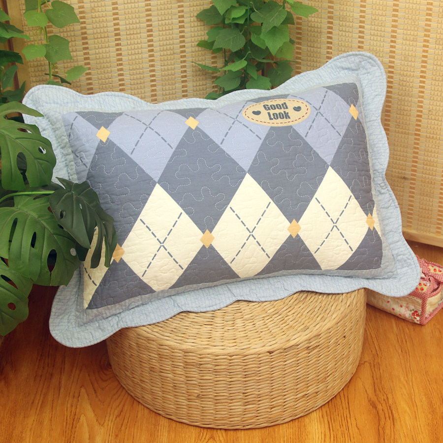 新品包邮单人成人加厚纯棉枕套时尚田园绗缝布艺枕头套斜纹儿童