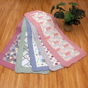 新品全棉田园布艺绗缝地垫防滑客厅垫门口浴室飘窗床边垫印花包邮