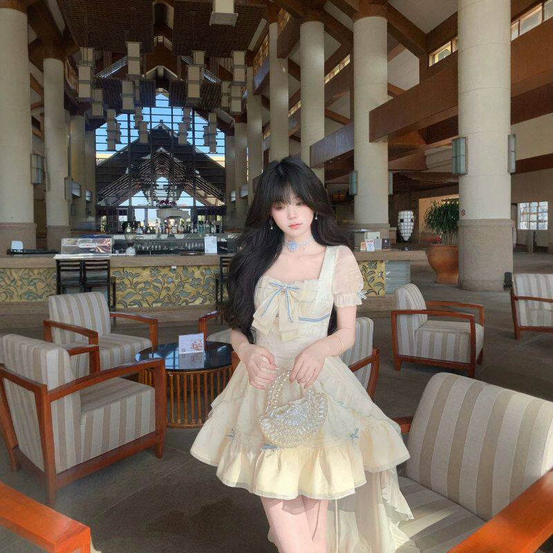 2026新款甜美立体提花拖尾氛围感蓬蓬公主连衣裙生日裙