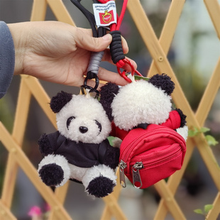 正版张杰同款熊猫毛绒背包包挂件明星同款飞行员毛衣旅游纪念礼品