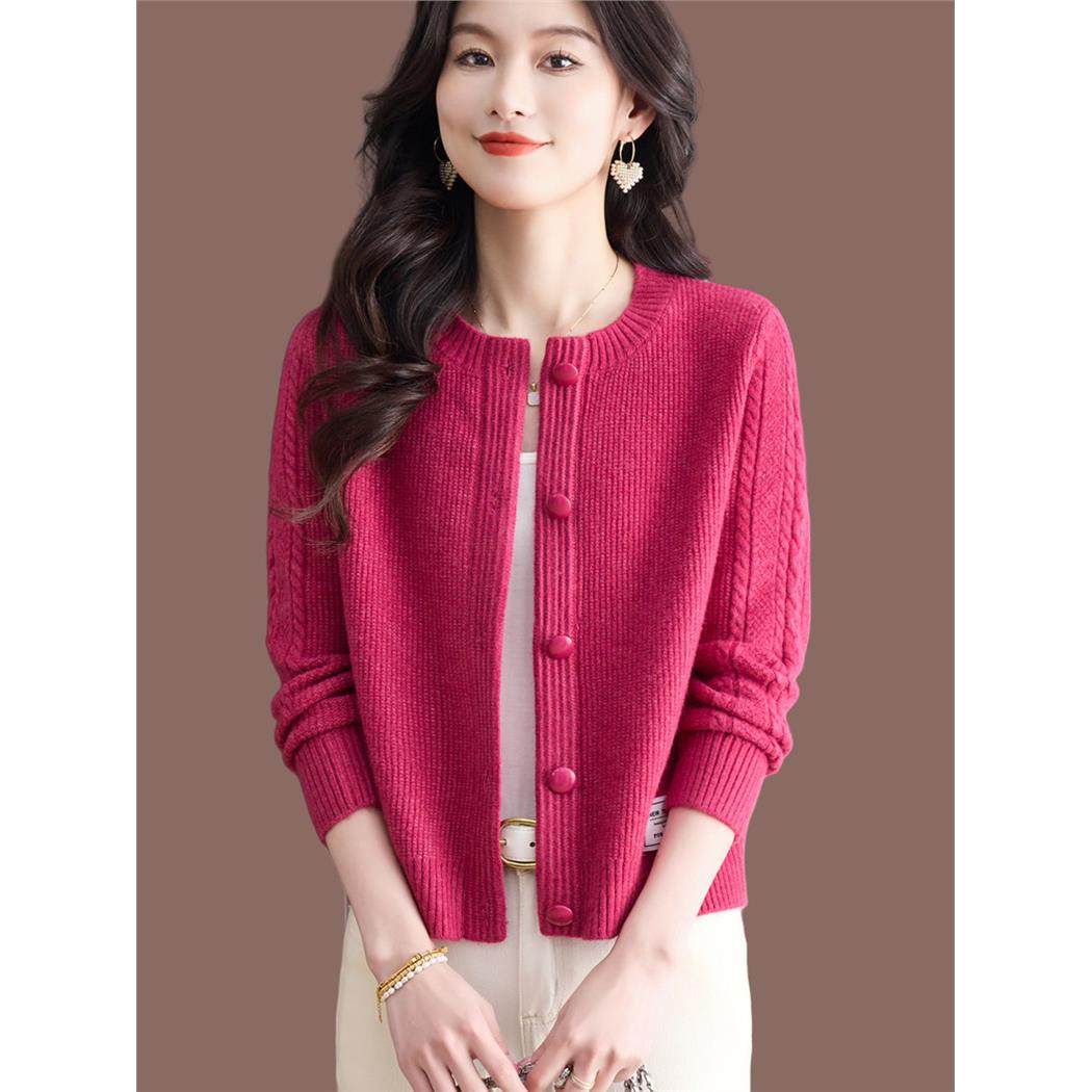 小个子短款针织衫女开衫中年妈妈春装2025新款春秋圆领毛衣短外套,女装/女士精品,中老年女装,淘宝优惠券,粉丝福利购,淘宝优惠卷