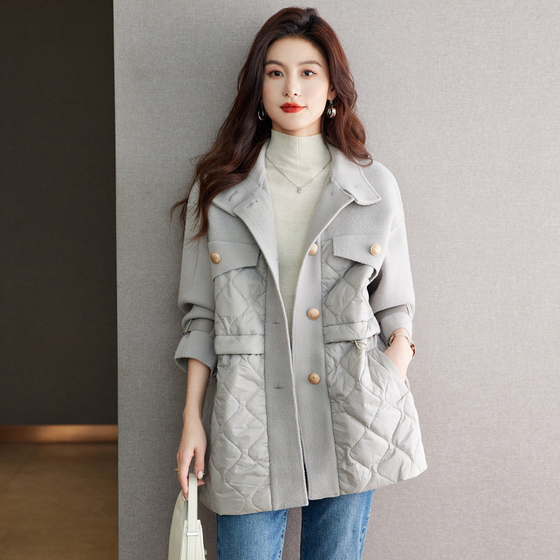 加厚立领宽松棉服外套女