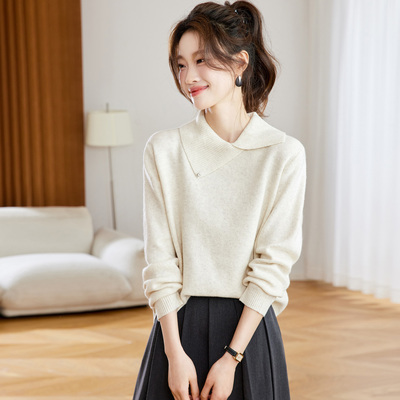 高级感polo领毛衣女秋冬爆款翻领可外穿小个子内搭针织衫打底上衣