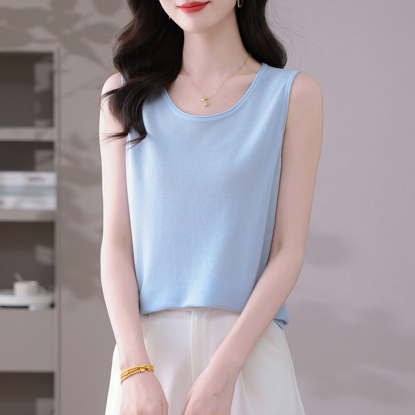 含桑蚕丝天丝针织吊带背心女2026新款夏季薄款外穿高级感无袖上衣