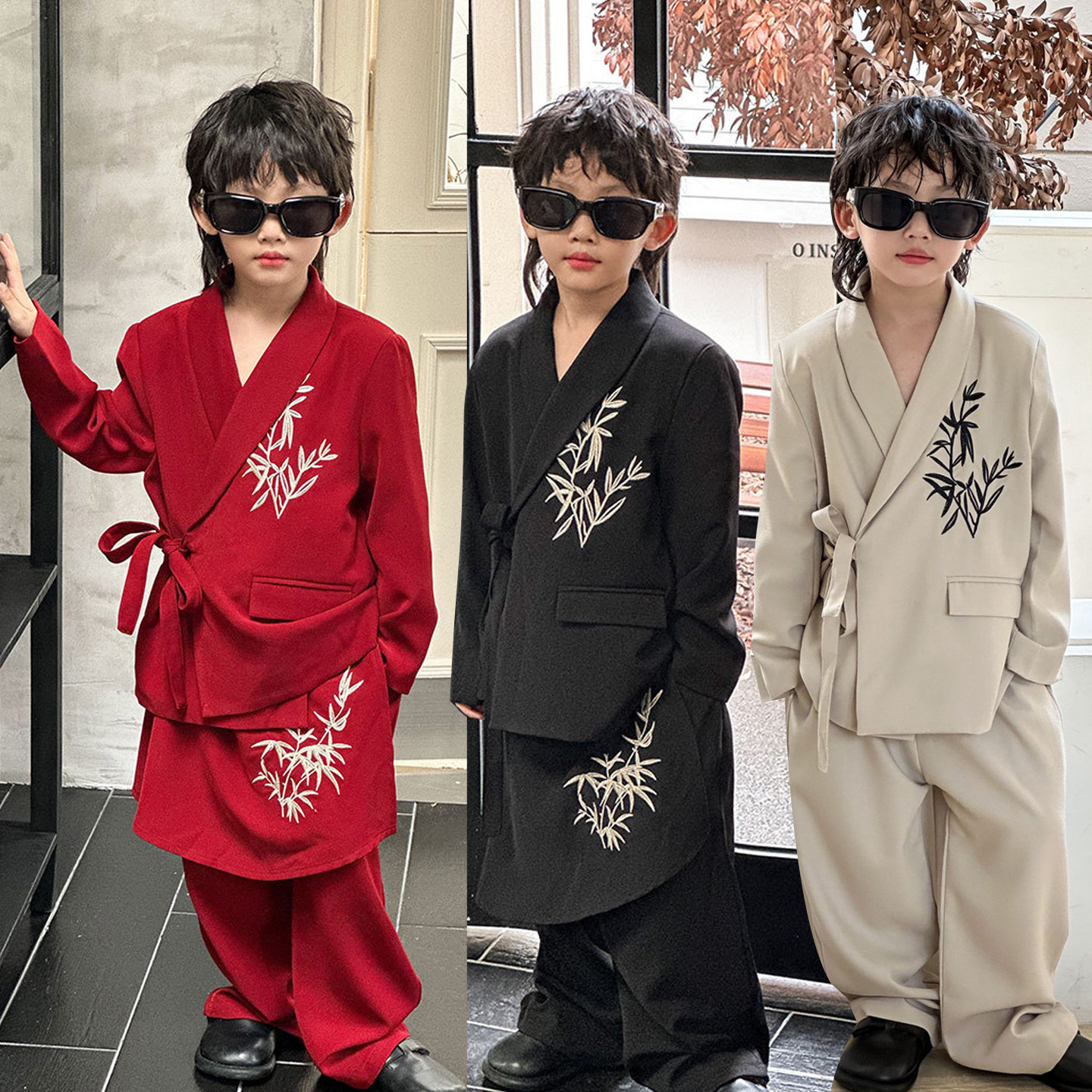 高级感男童西装礼服套装新中式国风儿童休闲西服痞帅模特走秀潮服