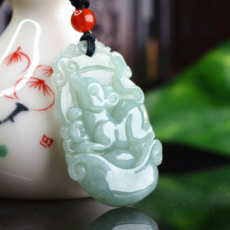 天然翡翠鼠挂件A货缅甸玉鼠吊坠十二生肖老鼠玉佩挂坠生日礼物
