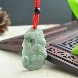 生肖马玉挂饰属马玉佩项链 天然缅甸翡翠A货如意玉马牌吊坠礼物