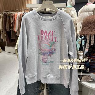 现货韩国岛屿家2025新款秋冬经典印花圆领百搭上衣多巴胺翻领卫衣