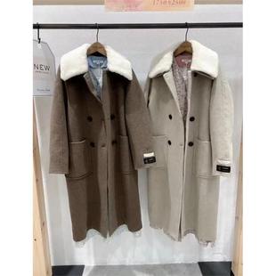 特清～现韩国周四岛家2025秋冬新款翻领羊毛呢大衣中长款外套女