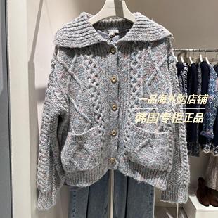 元现货韩国岛屿家2025秋冬新款慵懒风加厚软糯针织开衫短款上衣