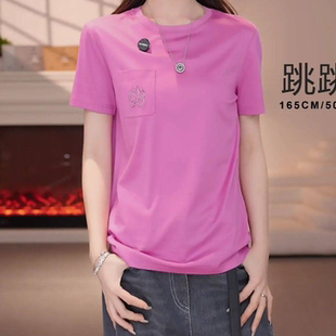 显瘦百搭圆领印花短袖 T恤女上衣530061 2026夏新款 阿玛施专柜同款