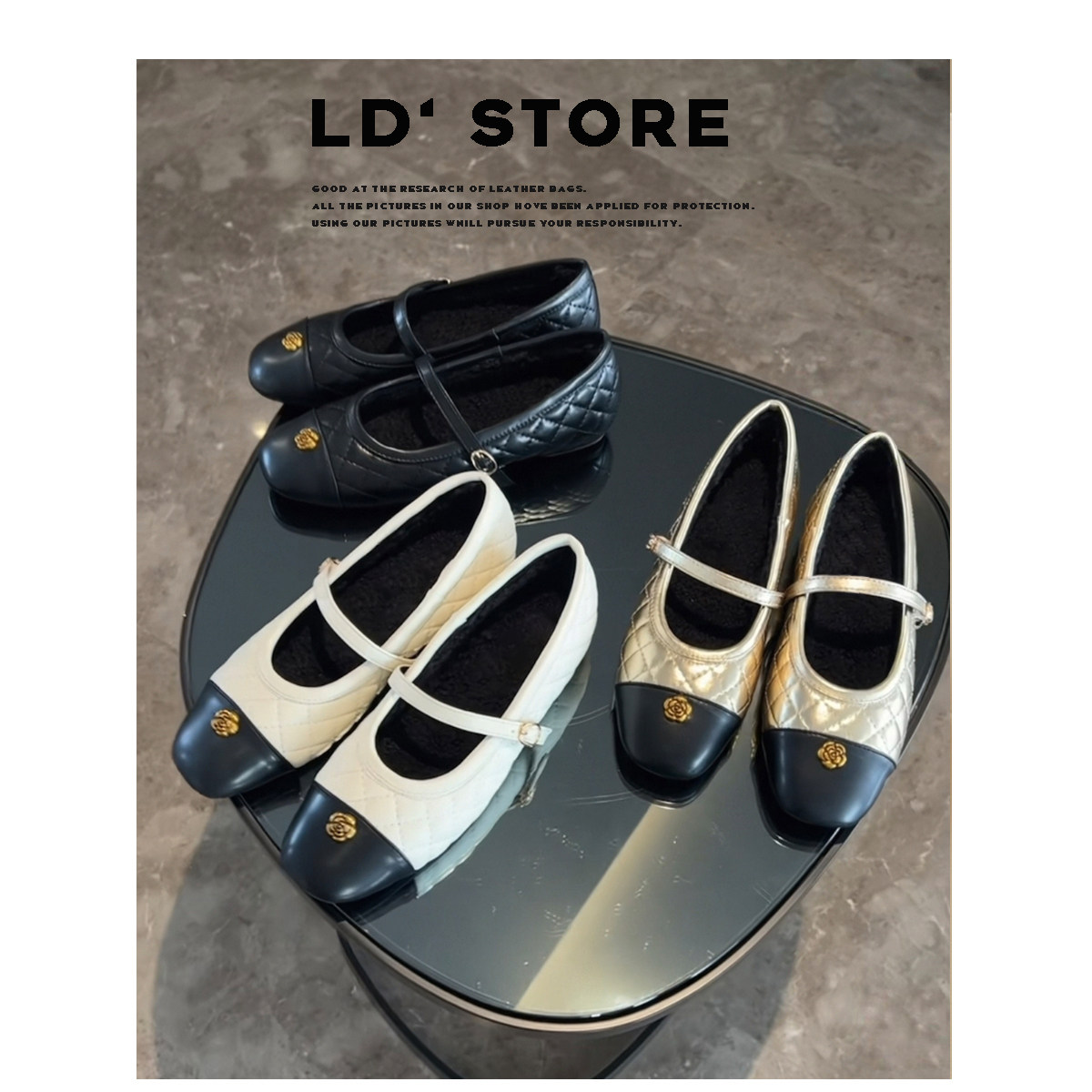 真皮~5cm内增高山茶花玛丽珍鞋女春季新款小香风菱格拼色通勤单鞋