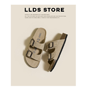 外穿一字带博肯半拖鞋 凉鞋 厚底勃肯凉拖鞋 女夏季 限时78 真皮