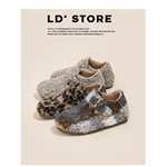 内增高复古毛毛鞋女2025冬新款加绒保暖雪地棉鞋羊羔毛豹纹勃肯鞋