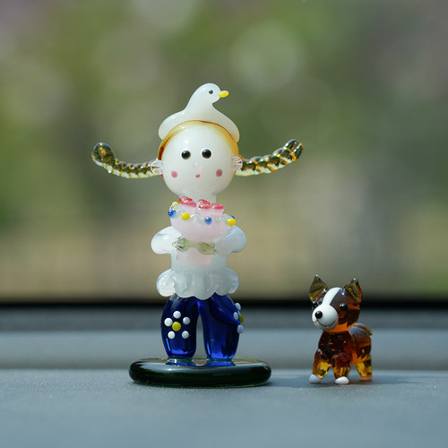 淄博琉璃双马尾小女孩桌面摆件