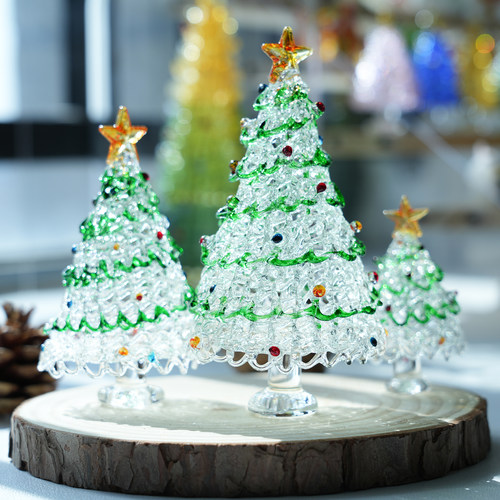 手工琉璃圣诞树桌面礼物摆件