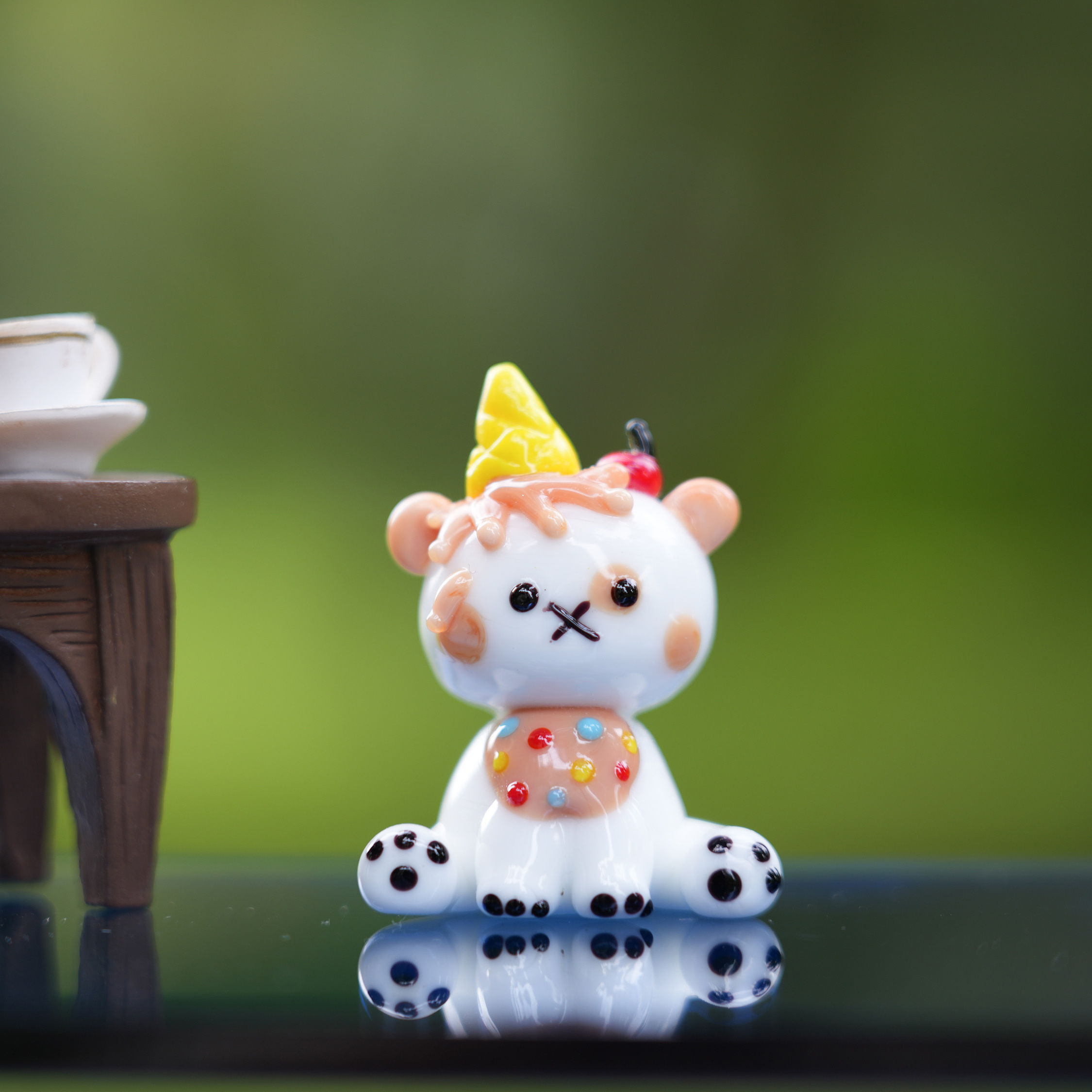 琉璃手作甜筒猫车载桌面摆件