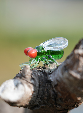 淄博琉璃手工艺品仿真苍蝇昆虫微景观摆件绿头蝇桌面装饰创意礼物
