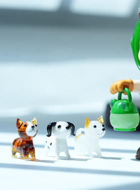 淄博琉璃灯工艺品可爱小狗纯手工非遗桌面摆件装饰品微缩摆设礼物