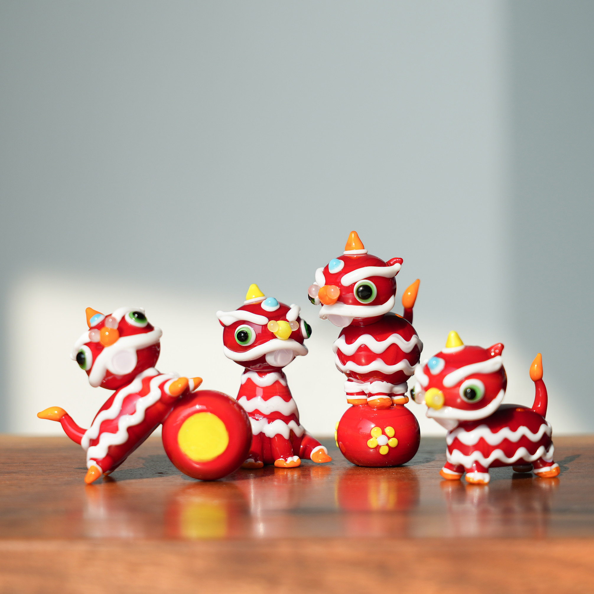 新中式国潮醒狮车载桌面摆件礼物