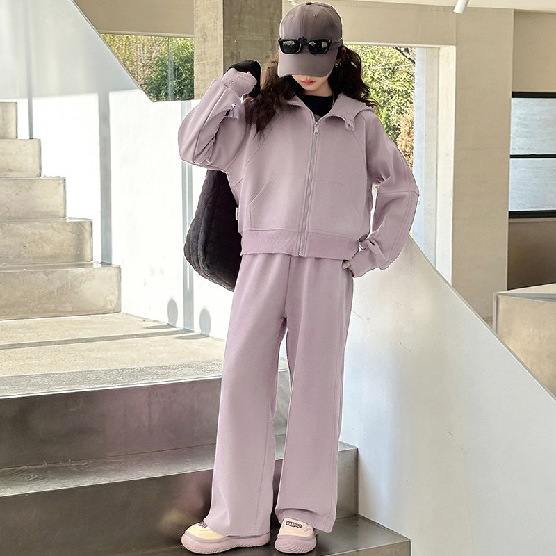 女童秋装套装2026新款韩系洋气中大童卫衣两件套学生休闲运动服