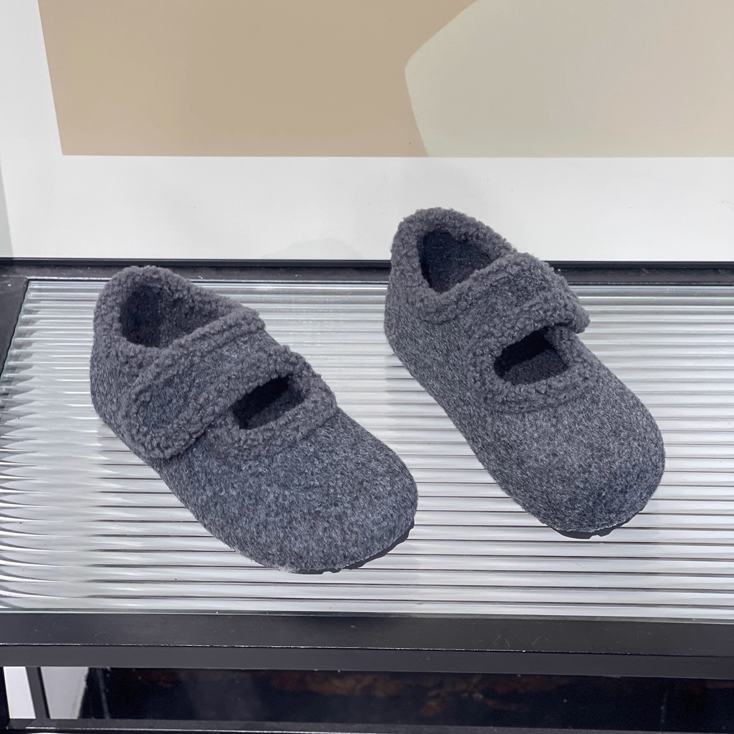 毛绒棉鞋秋冬款勃肯鞋女加绒保暖魔术贴毛毛鞋软底豆豆鞋时尚女鞋