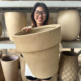 40cm口径国际盆龟背竹花盆原木风新中式工业风民宿庭院专用花盆