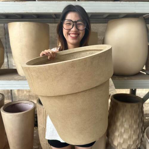 40cm口径国际盆龟背竹花盆原木风新中式工业风民宿庭院专用花盆