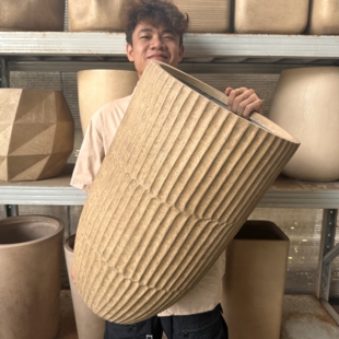 大陶罐高款花盆龙鳞春羽花盆北欧简约落地巴恩风民宿咖啡厅大花盆