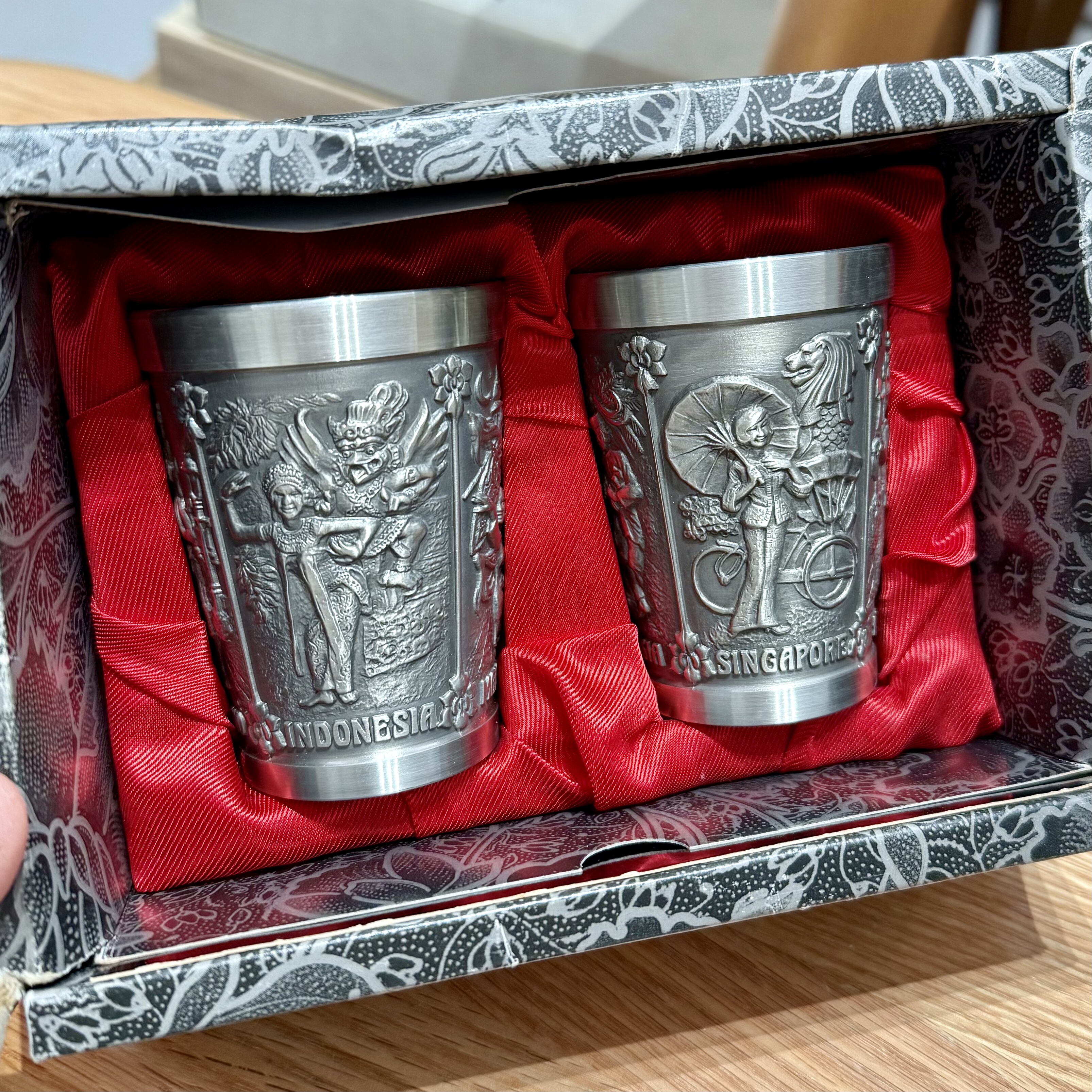 新加坡中古细工锡杯白酒酒杯手握杯水杯 97%锡含量 约150ml 全新