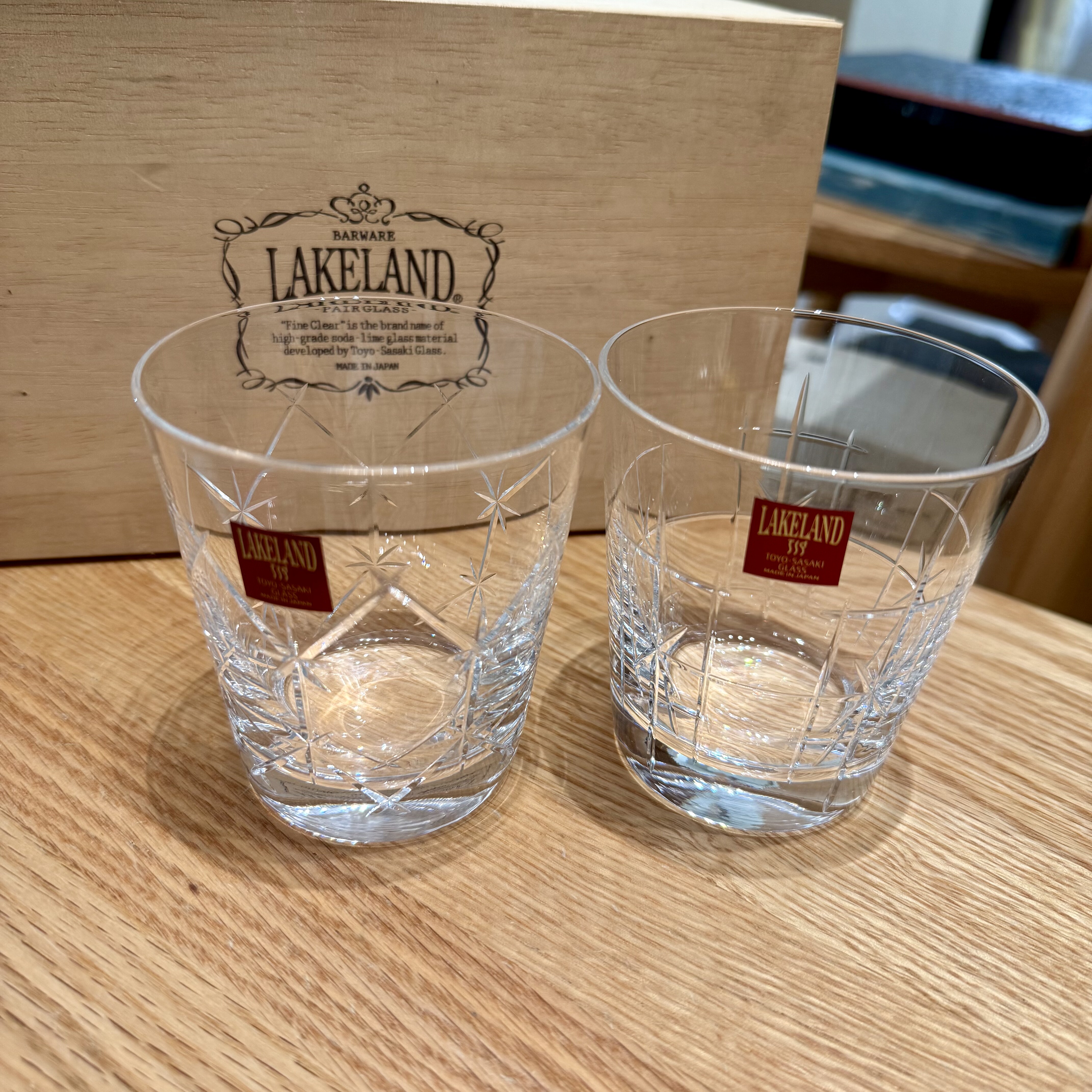 日本sasaki佐佐木玻璃威士忌酒杯水杯一对 原盒全新 300ml