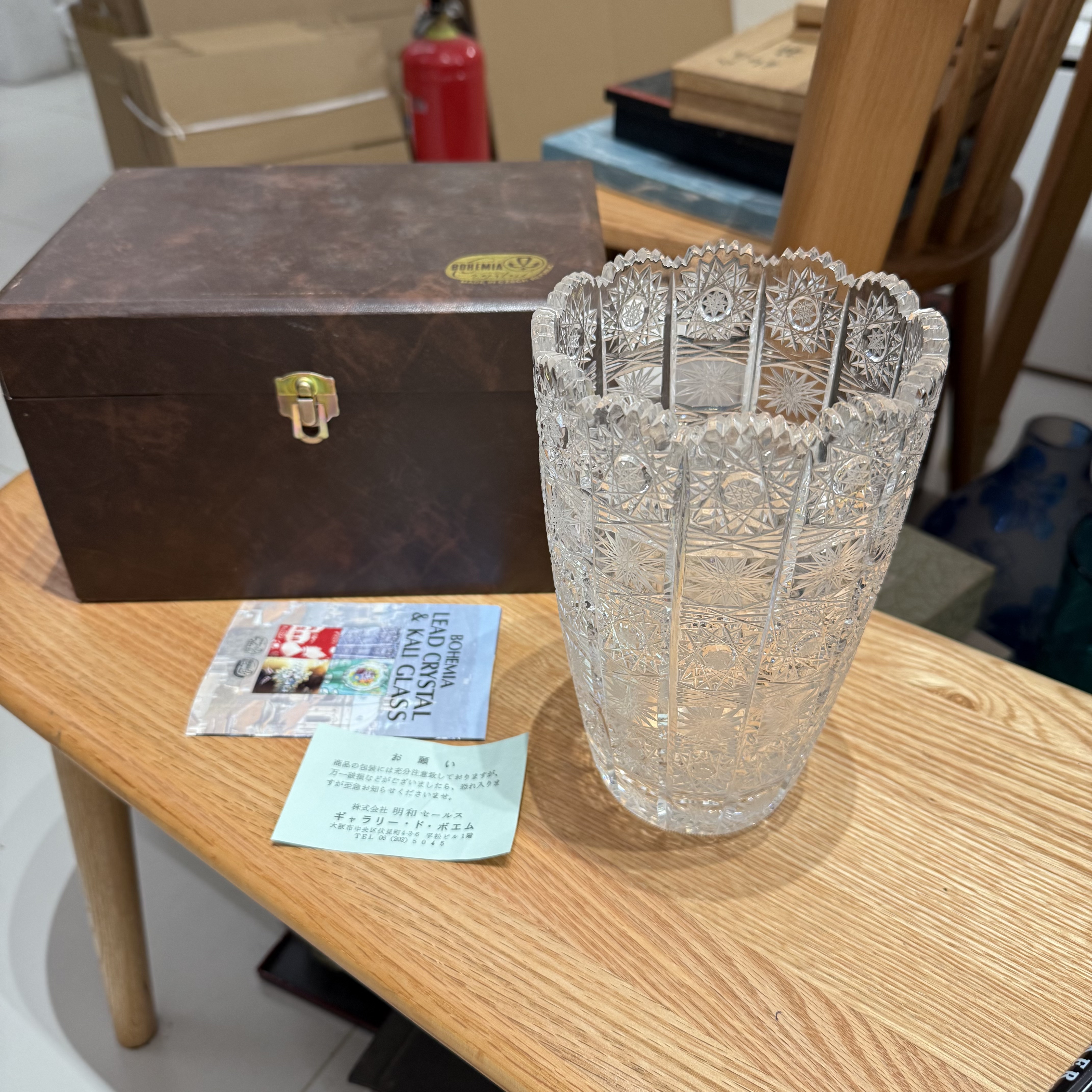 Bohemia波西米亚500pk手工切割重工水晶花器花瓶20cm 微瑕特价