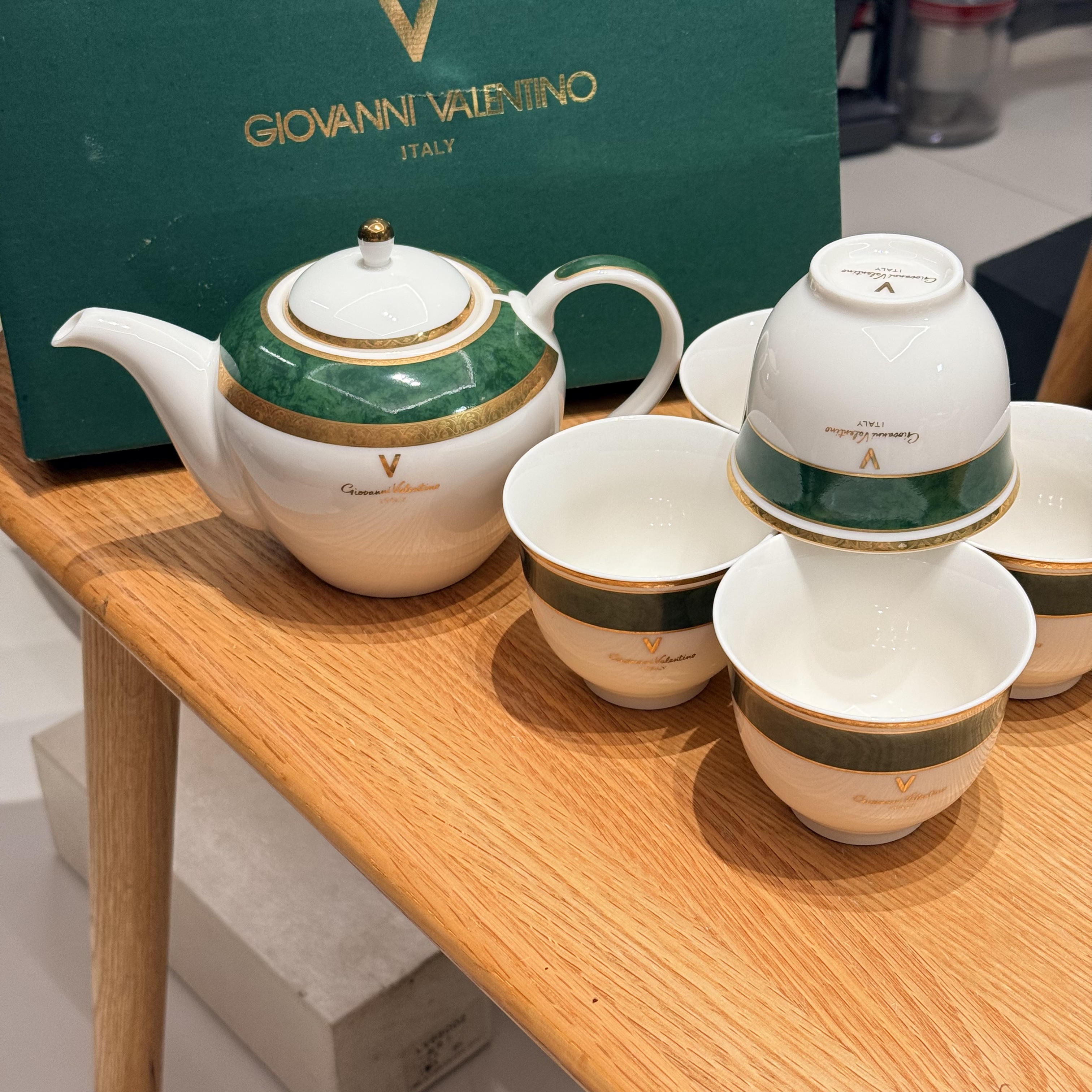 意大利Giovanni Valentino华伦天奴祖母绿大理石纹复古茶具套装