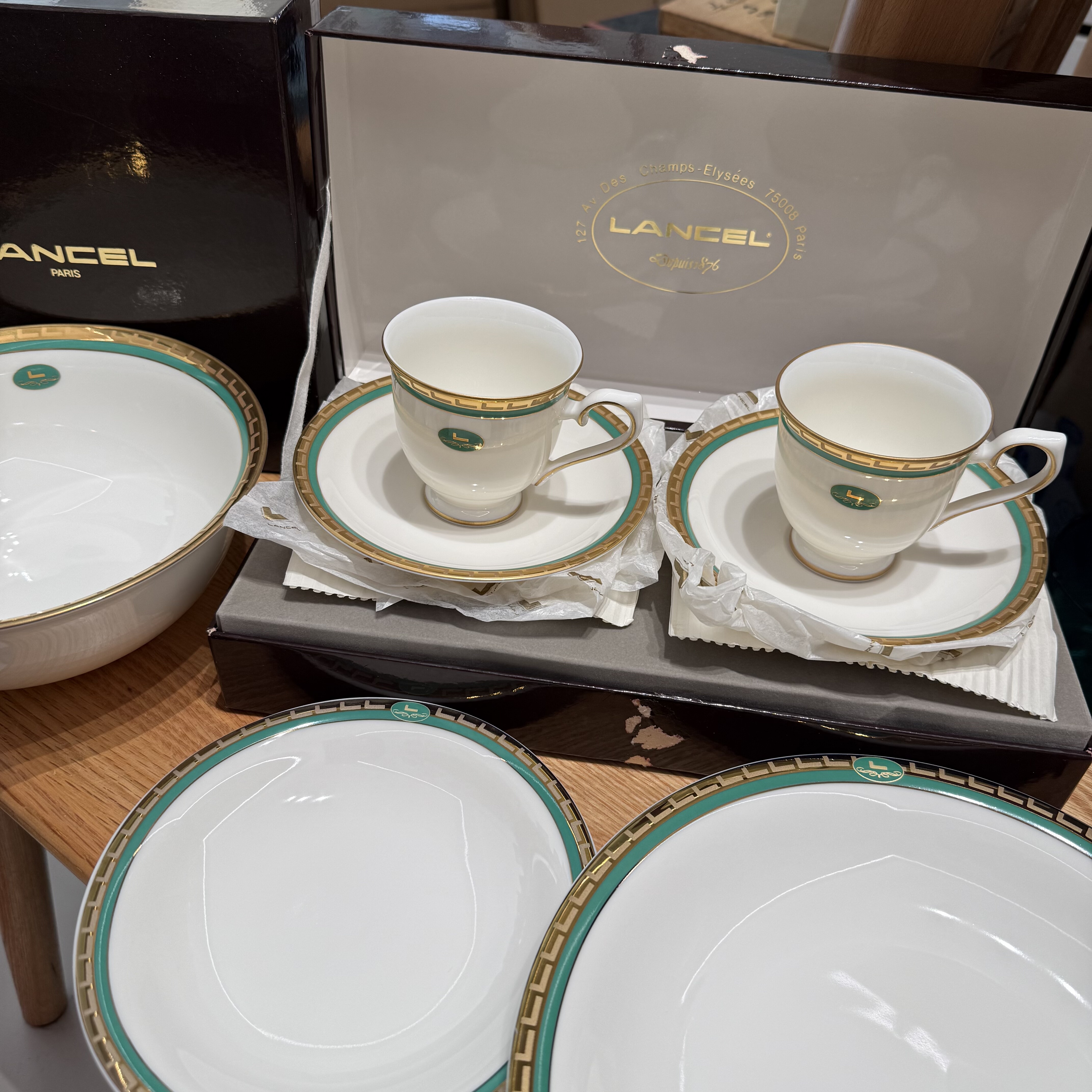 日本兰芝LANCEL陶器联名复古骨瓷咖啡杯 点心盘 大钵汤碗 全新