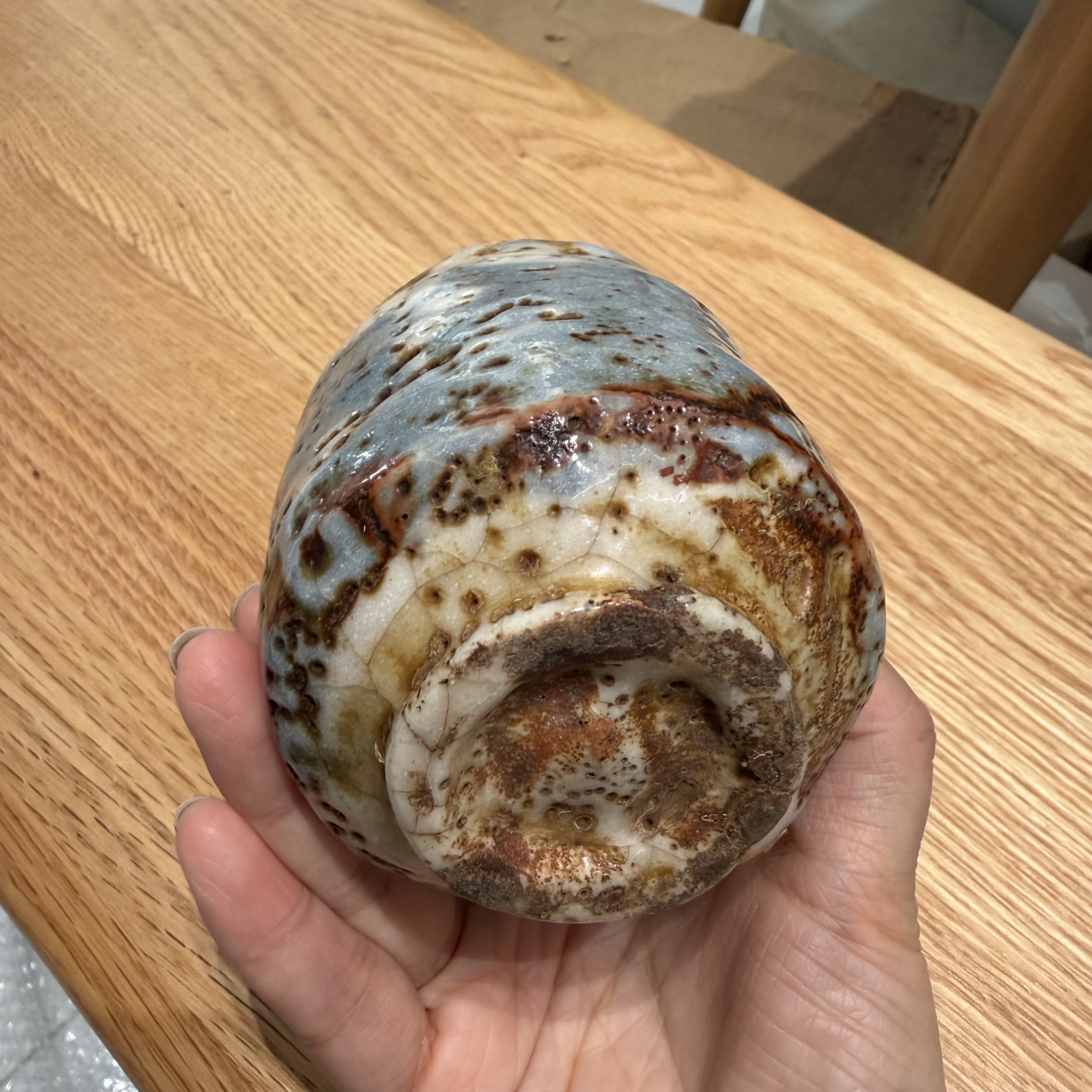 日本中古老货濑户志野烧鼠志野侘寂风主人杯茶汤吞 孤品珍藏