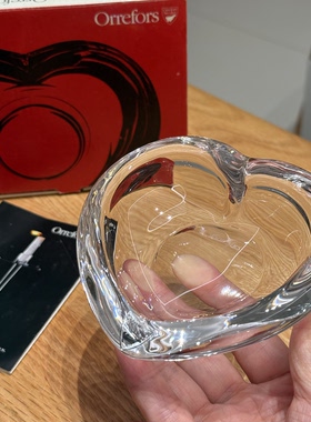 瑞典orrefors欧瑞诗Valentino爱心系列手工水晶烛台10.5*3cm全新