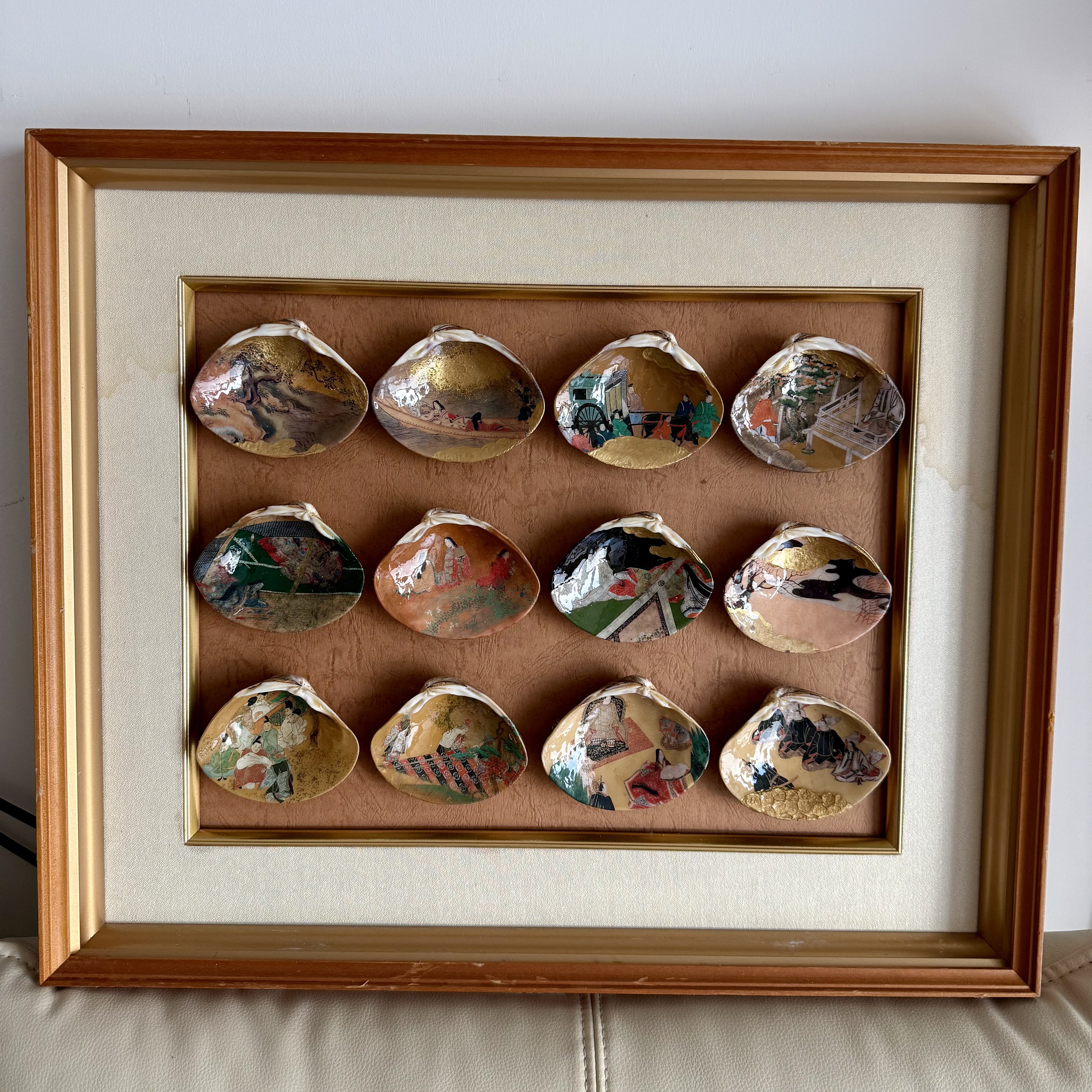 日本中古收藏品源氏物语贝绘皿相框 55*40*5cm 稀有孤品 微瑕