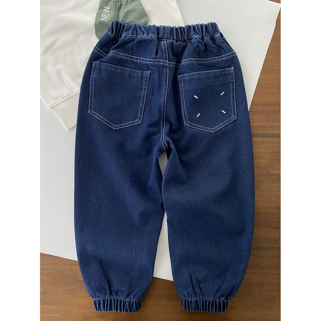 95棉微弹力/运动自如无束缚/男童复古深色牛仔长裤