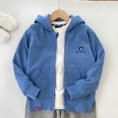 纯棉华夫格外套 福利 很柔软男童连帽拉链开衫 大米淘搬迁断码